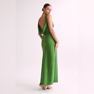 Green Satin Maxi Dress